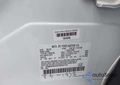 2020 Ford Edge Se from USA, damaged, VIN 2FMPK4G95LBB06754